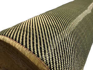 KEVLAR ARAMID  Fabric - 8 in x 10 ft - Ylw/Blk Twill - 240g/m2 - 3K TOW