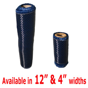 KEVLAR ARAMID  Fabric - 4 in x 25 ft - Twill  - 240g/m2 - 3K TOW (Blue)
