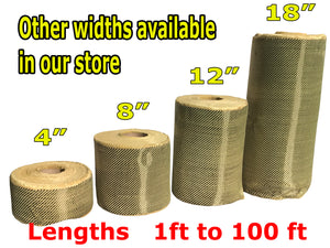KEVLAR ARAMID  Fabric - 4 in x 1 ft - Ylw/Blk Twill  - 240g/m2 - 3K TOW