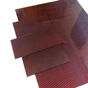 Red Carbon Fiber Plating  - 400mm x 500mm x 2mm - 3K Carbon Fiber Plate High Gloss Finish