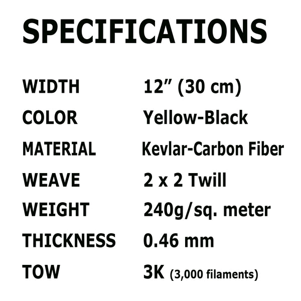 TESSUTO fibra di KEVLAR 170 g/m² 2/2 TWILL h 1200 - 5 mq