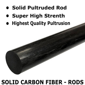 (2) Pieces - 10mm x 1000mm Carbon Fiber RODS - Solid Pultruded Round Rods. Super High Strength for RC Hobbies, Drones, Special Projects