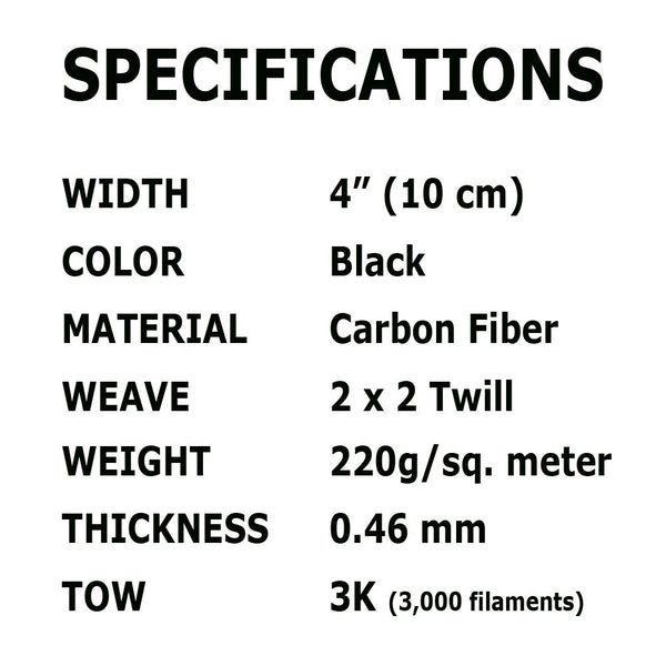 thumbnail image 2 of Carbon Fiber Fabric - 4" X 5' Twill Weave 3K Black Fabric For DIY Projects & Repairs 2 of 9