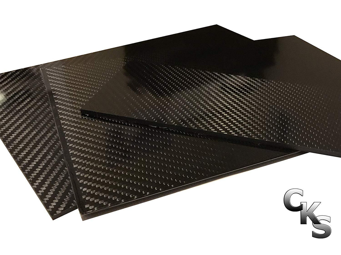 Carbon Fiber Plate 200mm x 300mm x 3mm - 3K Tow Twill Weave High Gloss