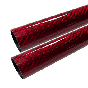 KARBXON - Carbon Fiber Tube - Bright RED - 25mm X 23mm X 1000mm - Hollow Carbon Fiber rods - Glossy Carbon Tubes - Pure Carbon Fibre Tubes - Lightweight High Strength Carbon Fiber Shaft -3K Wrap