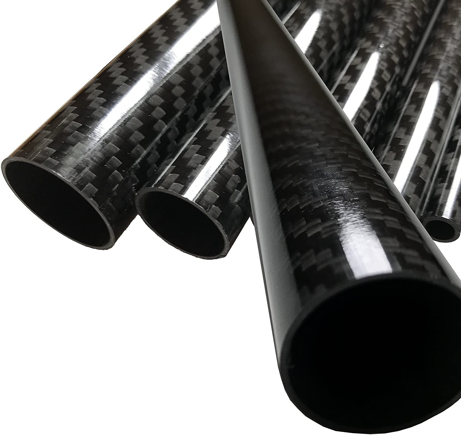 (2-Pack) Carbon Fiber Tube 25mm x 23mm x 1000mm - 3K Twill Glossy Finish Hollow Rods