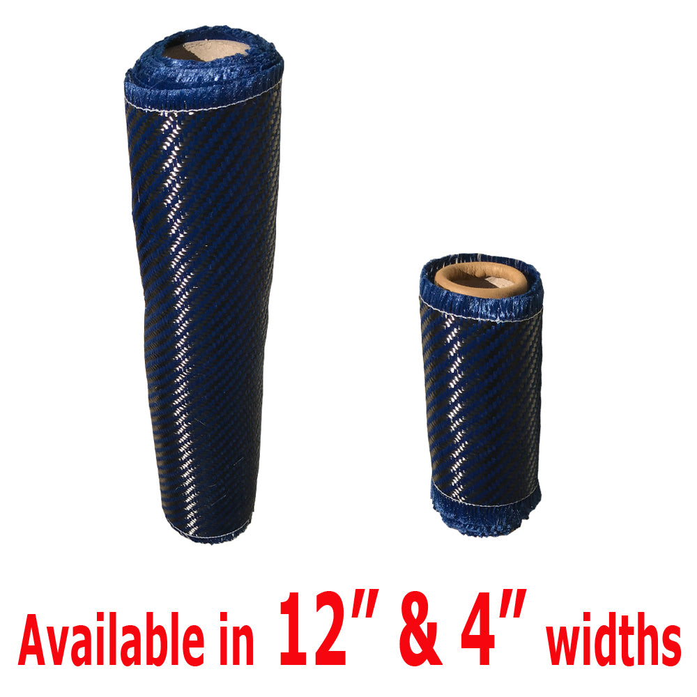 KEVLAR ARAMID  Fabric - 12 in x 10 ft - Twill  - 240g/m2 - 3K TOW (Blue)