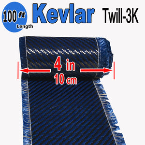 KEVLAR ARAMID  Fabric - 4 in x 100 ft - Twill  - 240g/m2 - 3K TOW (Blue)