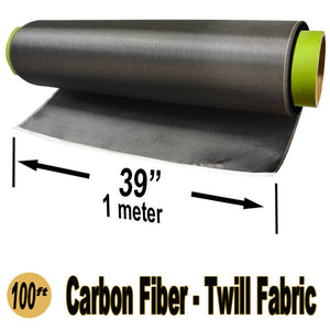 CARBON FIBER Fabric - 1 meter x 100 ft - 2x2 Twill weave - 220g/m2 - 3K TOW