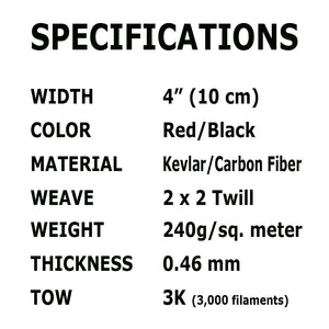 Carbon kevlar aramid fiber specifications, black twill, 3K TOW, 2x2 Twill