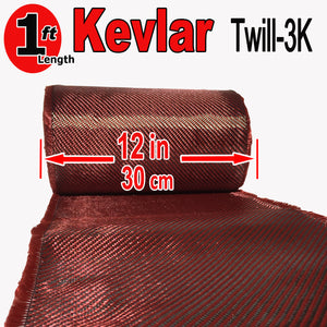 KEVLAR ARAMID  Fabric - 12 in x 1 ft - Twill  - 240g/m2 - 3K TOW