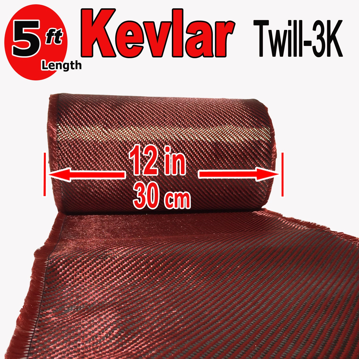Tissu Kevlar Rouge KFA240H 1500D 240g – Fibre Aramide Premium, Largeur 20/50 Cm, Idéal Custom Auto, Moto & Bricolage