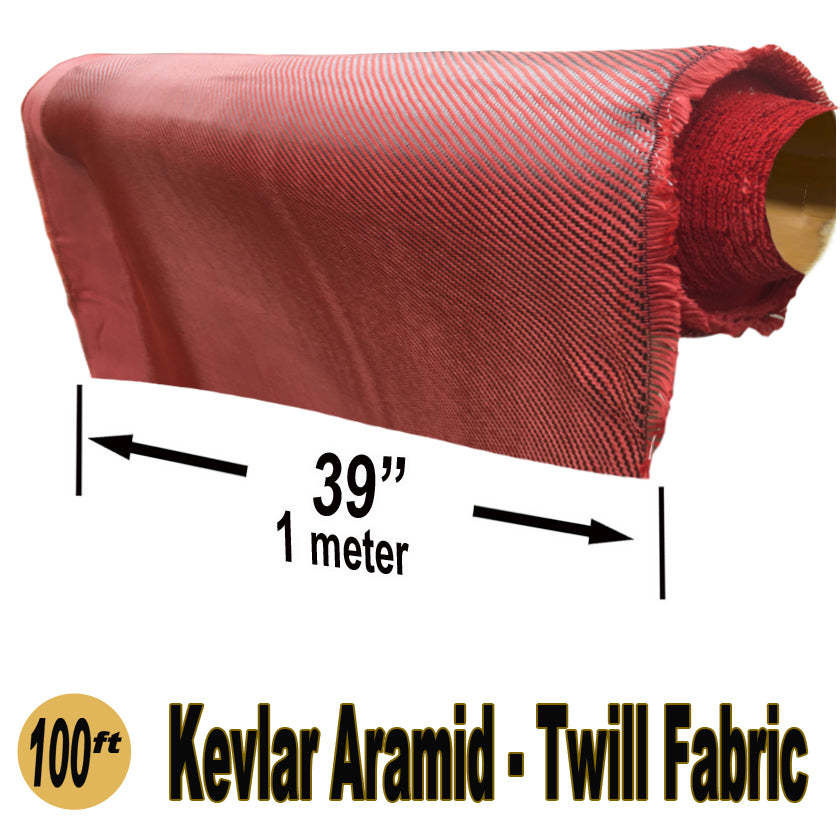 KEVLAR ARAMID  Fabric - 1 meter x 100 ft - Twill  - 240g/m2 - 3K TOW