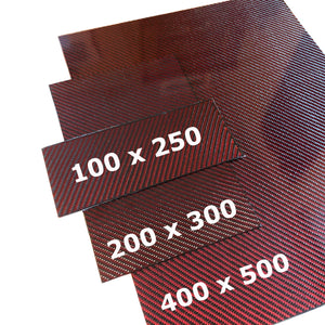 Red Carbon Fiber Plating  - 400mm x 500mm x 2mm - 3K Carbon Fiber Plate High Gloss Finish