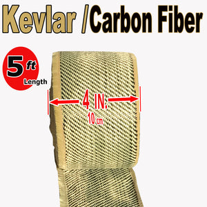 KEVLAR ARAMID  Fabric - 4 in x 5 ft - Ylw/Blk Twill  - 240g/m2 - 3K TOW