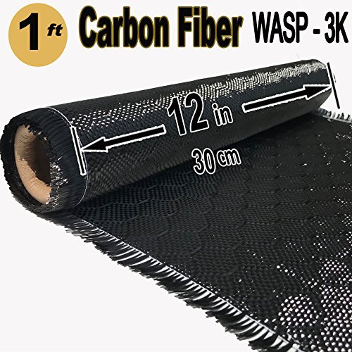 12 in x 1 FT - WASP - Carbon Fiber Fabric - Wasp Weave-3K - 220g-Black