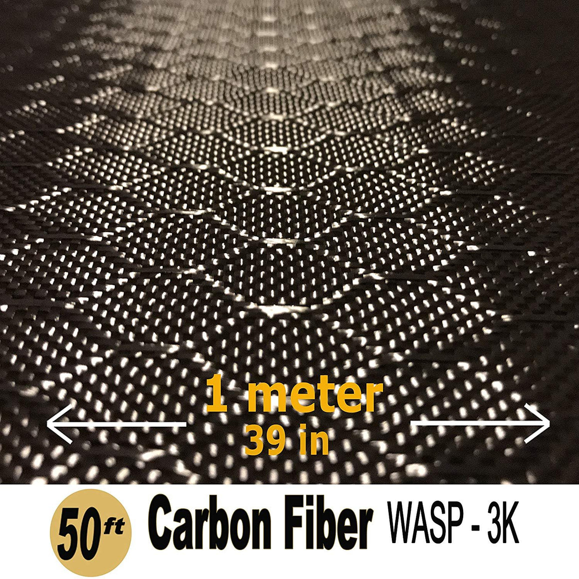 39 in x 25 FT - WASP - Carbon Fiber Fabric - Wasp Weave-3K - 220g-Black