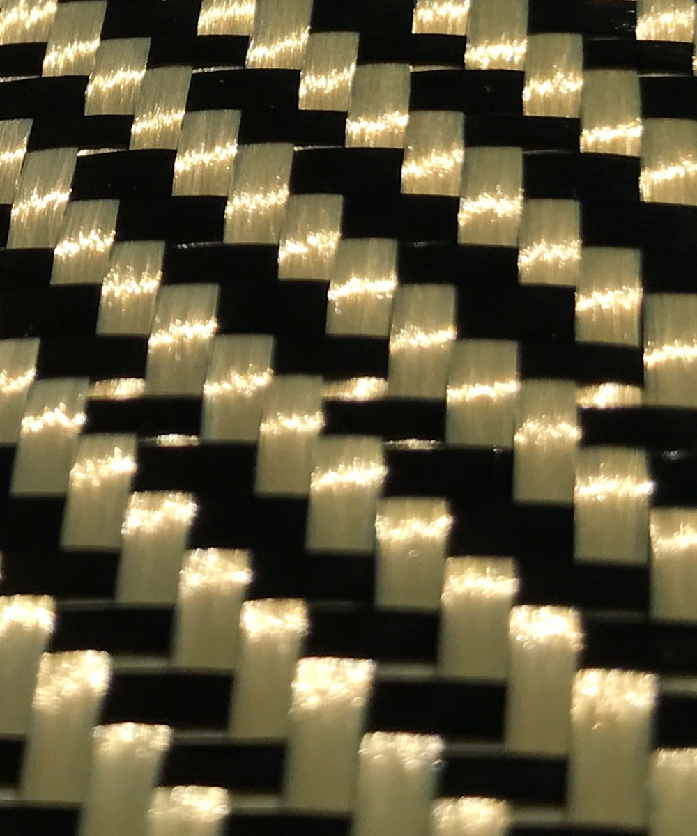 Kevlar Fabric - (YLW-Blk 50 ft x 4 in) 2x2 Twill WEAVE-3K/200g (YLW-Bl 