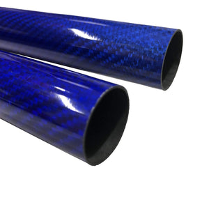 (2) Blue - Carbon Fiber-Kevlar Tube - 16mm x 14mm x 500mm - 3K Roll Wrapped 100% Carbon Fiber Tube Glossy Surface (2) Tubes