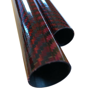 Red Carbon Fiber Tubing- 14mm x 12mm x 500mm - 3K- Plain Weave-High Gloss