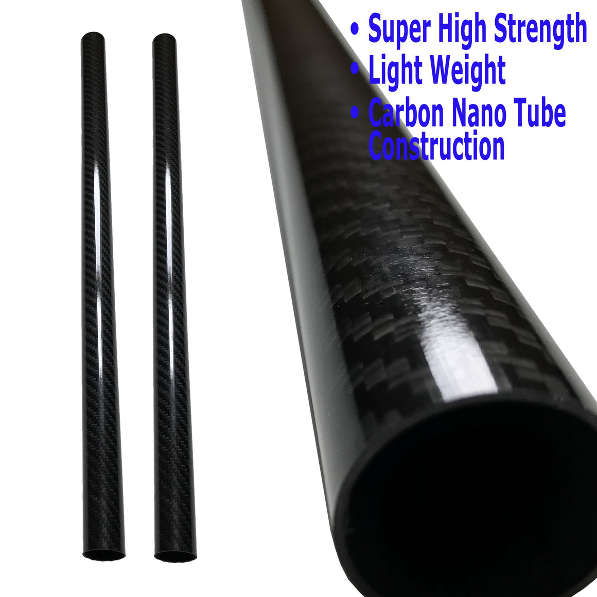 Carbon Fiber Tubing - 16mm x 14mm x 500mm - 3K Roll Wrapped 100% Carbon Fiber Tube Glossy 2