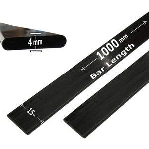 (4) 4mm x 15mm 1000mm - PULTRUDED-Flat Carbon Fiber Bar. 100% Pultruded high Strength Carbon Fiber. Used for Drones, Radio Controlled Vehicles. Projects requiring high Strength Components