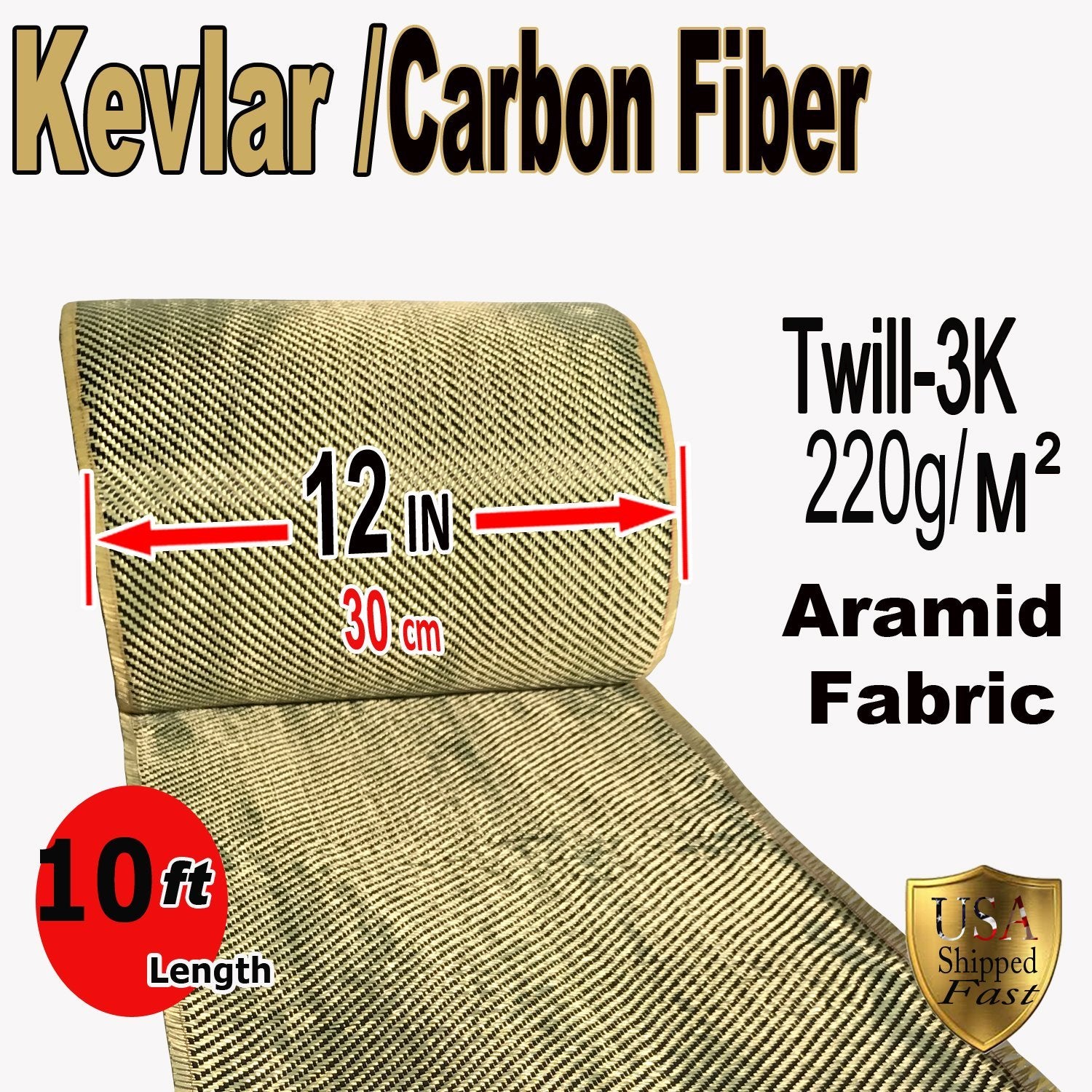Carbon / Aramid Hybrid Woven Fabric Twill 200g/m2 1000mm - Kevlar (Aramid)  - Woven Fabrics