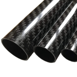 (2) Carbon Fiber Tube - 25mm x 23mm x 1000mm - 3K Roll Wrapped 100% Carbon Fiber Tube Glossy Surface