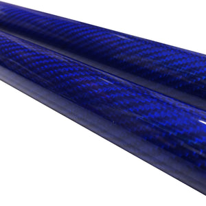 Blue-Carbon Fiber Tube - 10mm x 8mm x 500mm - 3K Roll Wrapped - Glossy Surface