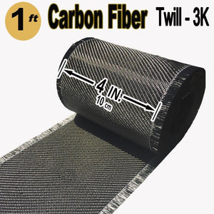 CARBON FIBER Fabric - 4 in x 100 ft - Twill  - 220g/m2 - 3K TOW