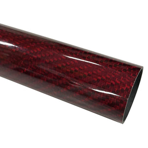 RED - Carbon Fiber Tubes - 25mm x 23mm x 500mm - 3K Roll Wrapped 100% Carbon Tube Glossy Surface