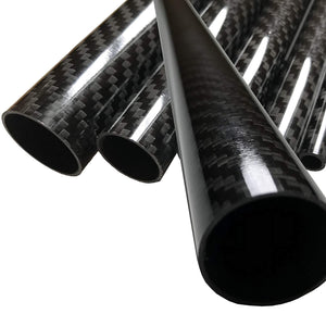 (2) Carbon Fiber Tubes - 25mm x 23mm x 1000mm - 3K Roll Wrapped 100% Carbon Fiber Tube Glossy Surface -(2) Tubes
