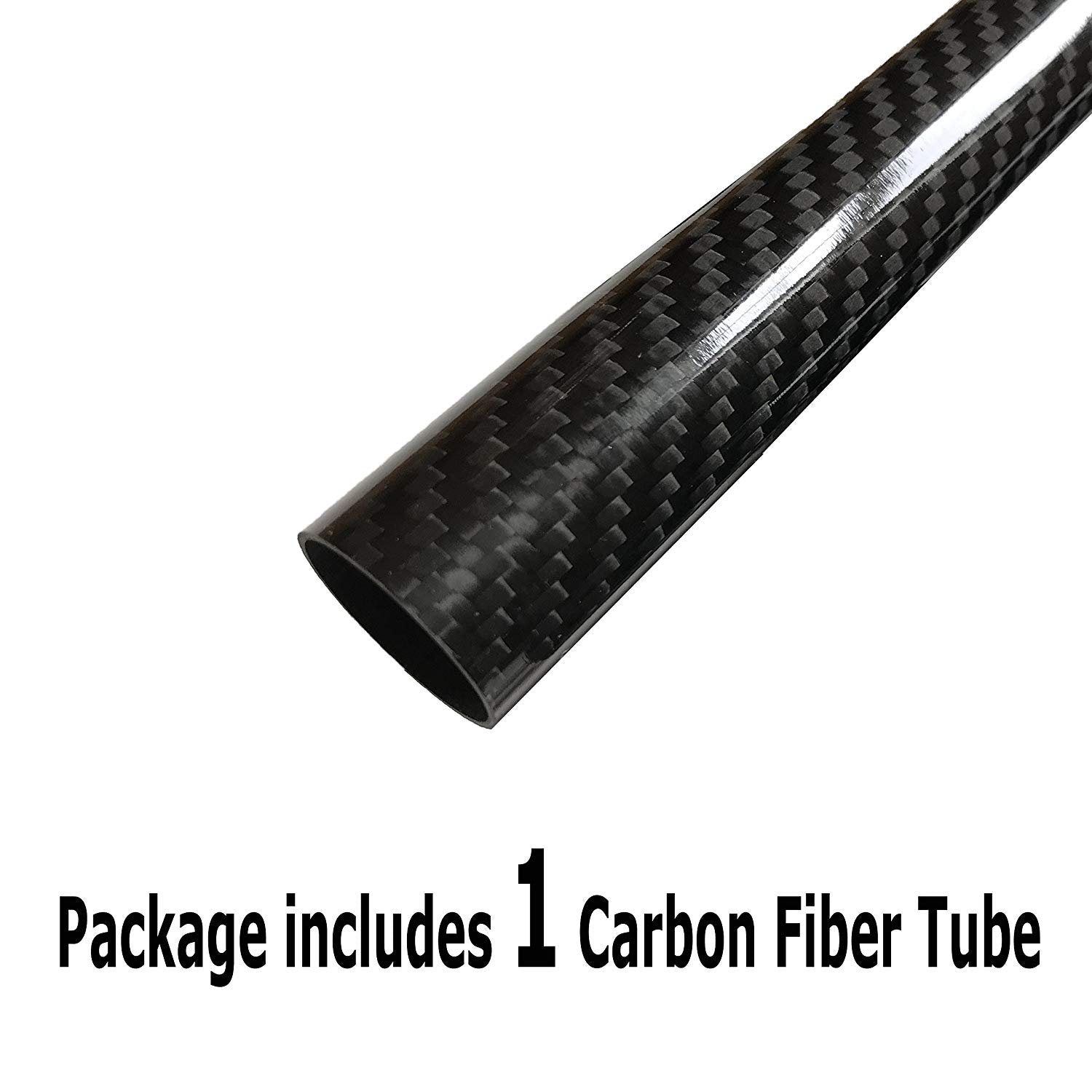 Carbon Fiber Tube - 25mm x 23mm x 500mm - 3K Roll Wrapped 100% Carbon Fiber Tube Glossy Surface 1