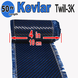 4" x 50 FT - KEVLAR FABRIC-2x2 TWILL WEAVE-3K/240g (Blue)