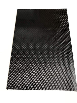 (1) Carbon Fiber Plate - 200mm x 300mm x 1mm Thick - 100% -3K Tow, Plain Weave -High Gloss Surface (1) Plate