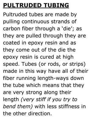 (4) Carbon Fiber Tubes - 8mm x 6mm x 500mm - 3K Roll Wrapped
