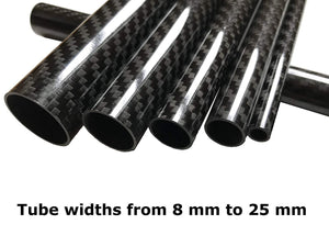 (4) Carbon Fiber Tubes - 25mm x 23mm x 1000mm - 3K Roll Wrapped 100% Carbon Fiber Tube Glossy Surface -(4) Tubess