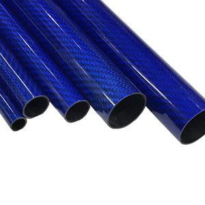 (2) Blue - Carbon Fiber-Kevlar Tube - 16mm x 14mm x 500mm - 3K Roll Wrapped 100% Carbon Fiber Tube Glossy Surface (2) Tubes