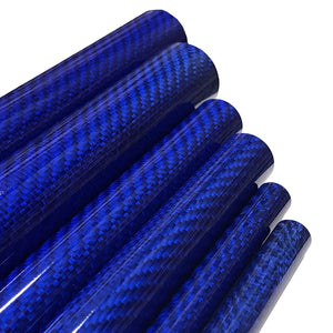 Blue - Carbon Fiber Tube - 25mm x 23mm x 500mm - 3K Roll Wrapped