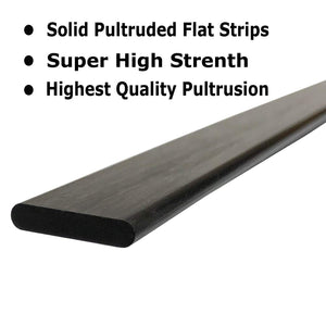 6mm x 1mm x 1000mm - PULTRUDED-Flat Carbon Fiber Bar. 100% Pultruded high Strength Carbon Fiber