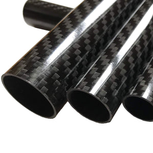 (2) Carbon Fiber Tube - 20mm x 18mm x 1000mm - 3K Roll Wrapped 100% Carbon Fiber Tube Glossy Surface