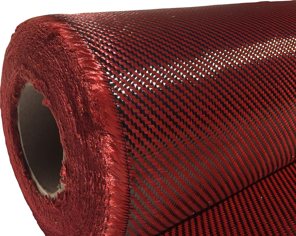 12" x 5 FT Red- Kevlar FABRIC-2x2 Twill WEAVE-3K/220g