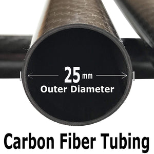 (2) Carbon Fiber Tube - 25mm x 23mm x 1000mm - 3K Roll Wrapped 100% Carbon Fiber Tube Glossy Surface