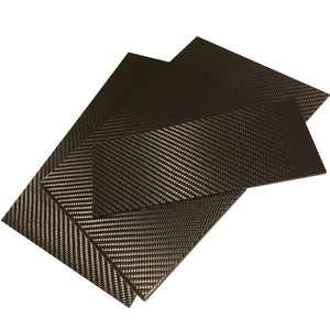 Carbon Fiber Plates - 400mm x 500mm x 2mm Thick - 100% -3K Tow, Plain Weave -High Gloss Surface