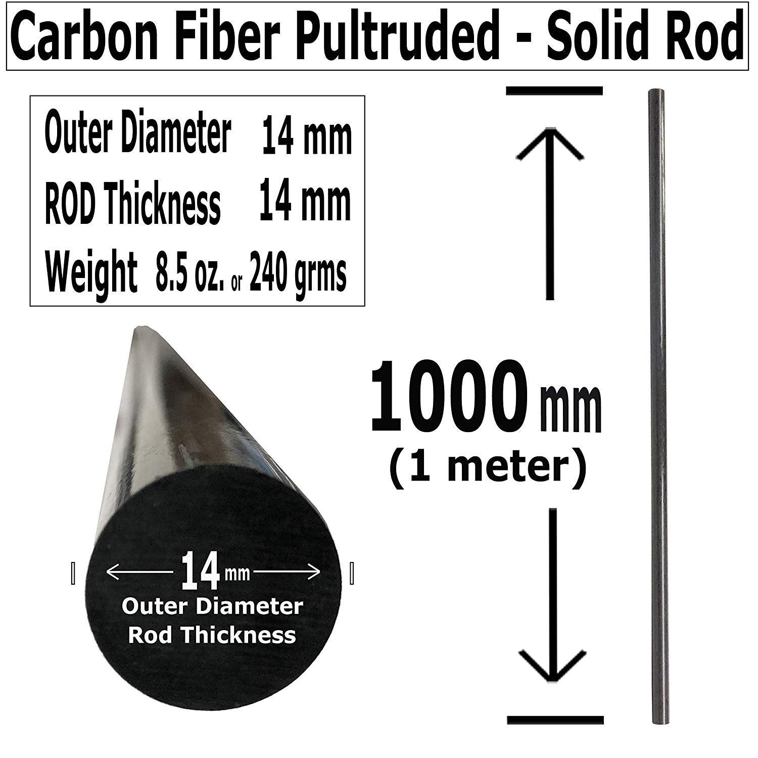 Carbon Fiber Rod,Carbon Fibre,10pcs~1pcs Solid Carbon Fiber Rod 18mm 14mm  12mm 8mm 3mm Reinforcement Rod High Strength Light Weight For DIY Length