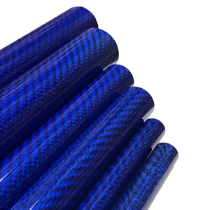 Blue-Carbon Fiber Tube - 25mm x 23mm x 1000mm - 3K Roll Wrapped Fiber Tube Glossy Surface