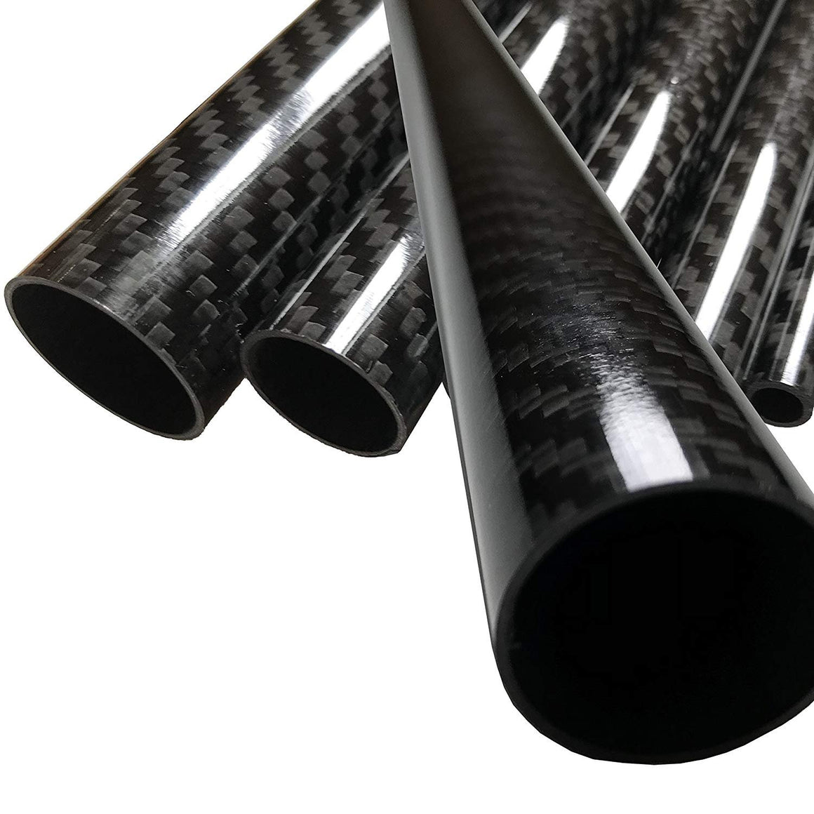 (2) Carbon Fiber Tube - 25mm x 23mm x 1000mm - 3K Roll Wrapped 100% Carbon Fiber Tube Glossy Surface